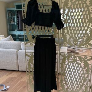 Free People Black Wide Leg Pants Set